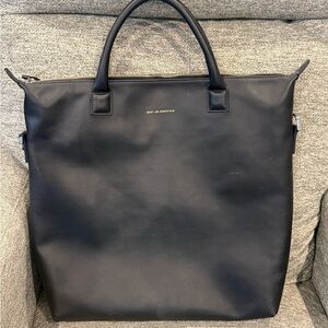 WANT Les Essentiels Black Leather Messenger Bag
